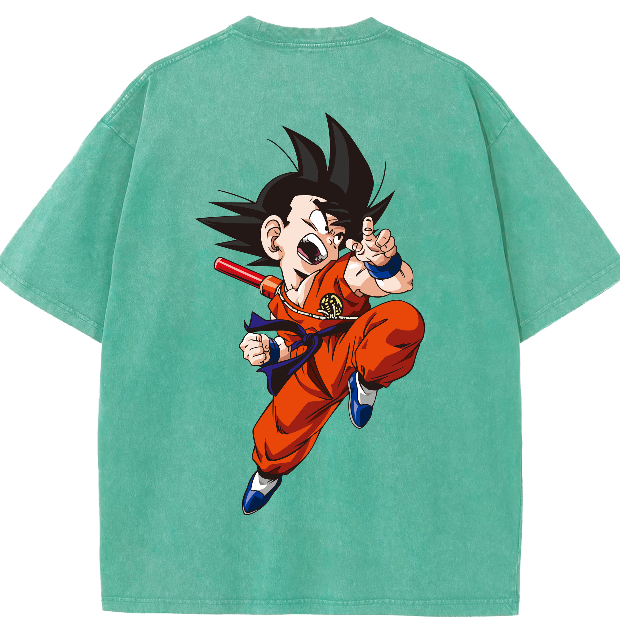 （画像用） ドラゴンボール 孫悟空（そん ごくう）Son Goku カカロット DRAGON BALL Kakarotto 綿100% ヴィンテージ風 半袖Tシャツ（背面プリント）